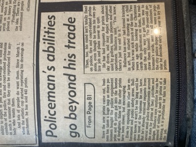 Newspaper article: Policeman's abilities go beyond his trade
